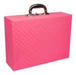 Maleta Grande Tripla Porta Joias Pink com Cinza Fechada Kratos Embalagens