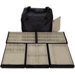 Bolsa Media com 5 Bandejas para joias bijuteria Bege Médio Aberta Kratos Embalagen