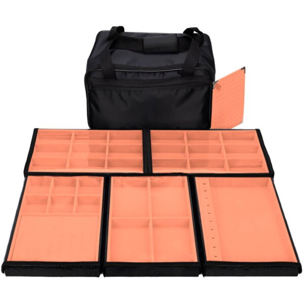 Bolsa Media com 5 Bandejas para joias bijuteria Salmão Aberta Kratos Embalagen