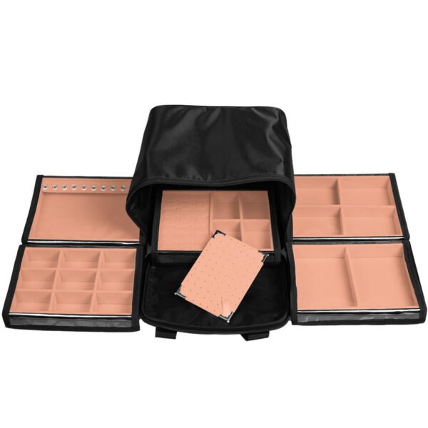 Bolsa Mini com 5 Bandejas para joias bijuteria Salmão Aberta Kratos Embalagens