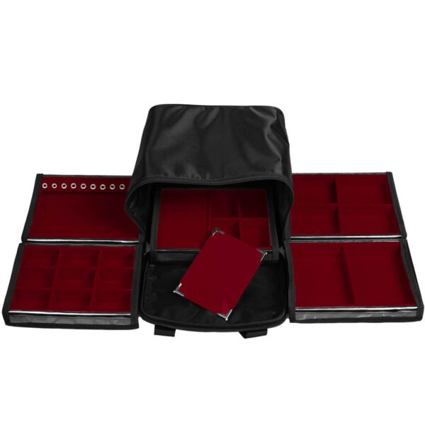 Bolsa Mini com 5 Bandejas para joias bijuteria Vermelho Aberta Kratos Embalagens