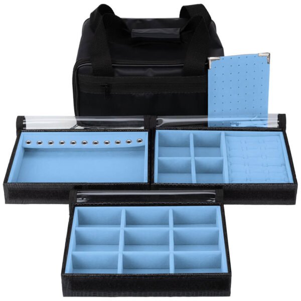 Bolsa Baby com 3 Bandejas para joias bijuteria Azul Claro Kratos Embalagens