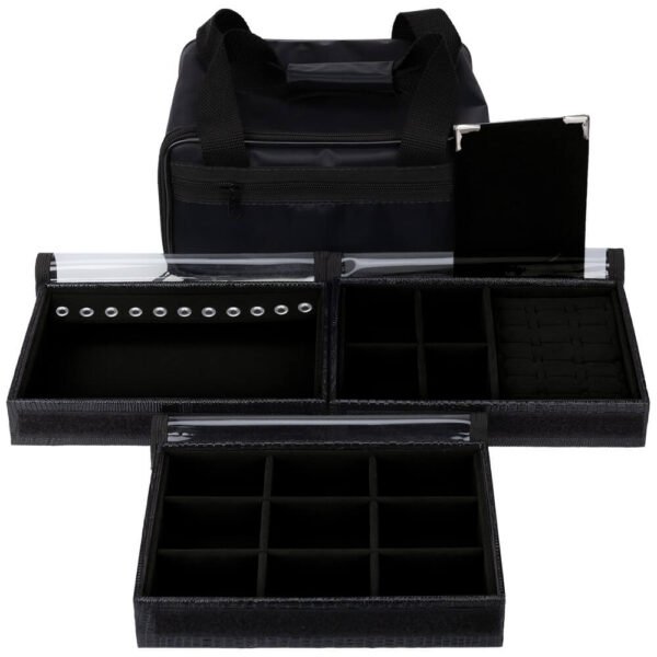 Bolsa Baby com 3 Bandejas para joias bijuteria Preto Kratos Embalagens
