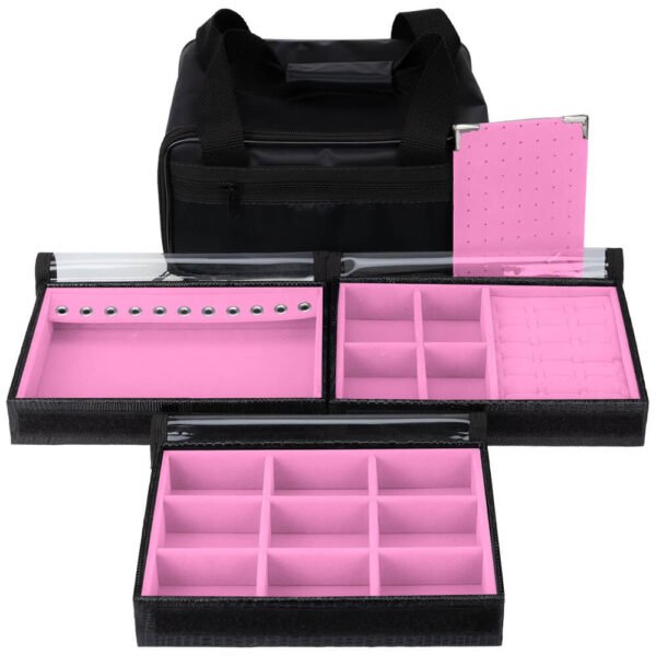 Bolsa Baby com 3 Bandejas para joias bijuteria Rosa Kratos Embalagens