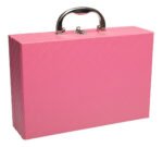 Maleta Media Dupla (com aba de proteção) para joias Pink com Cinza Fechada Kratos Embalagens