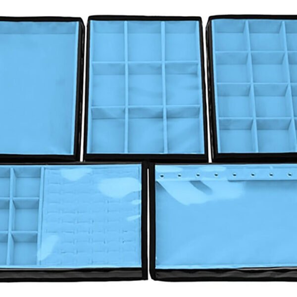 Kit 5 Bandejas Média Organizadoras Azul Claro para Joias Kratos Embalagens