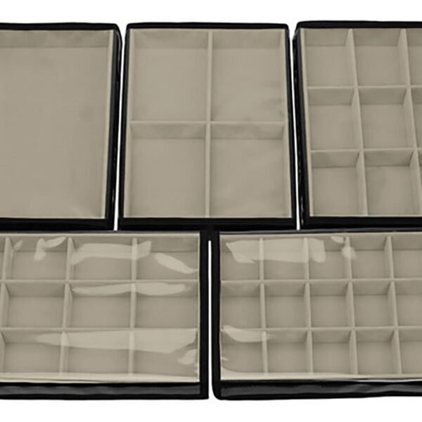 Kit 5 Bandejas Média Organizadoras Bege Médio para Joias Kratos Embalagens