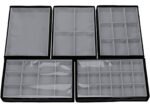 Kit 5 Bandejas Média Organizadoras Cinza para Joias Kratos Embalagens