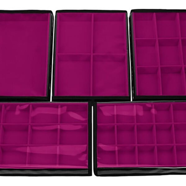 Kit 5 Bandejas Media Organizadoras Pink para Joias Kratos Embalagens
