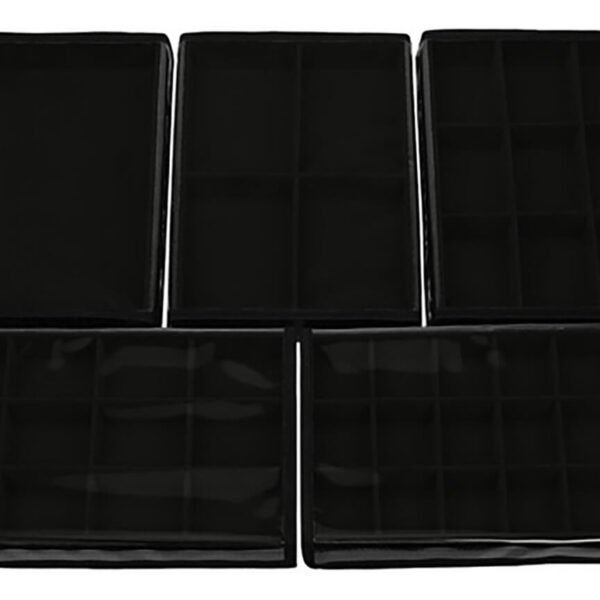Kit 5 Bandejas Média Organizadoras Preto para Joias Kratos Embalagens