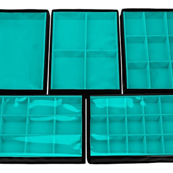 Kit 5 Bandejas Média Organizadoras Turquesa para Joias Kratos Embalagens