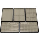 Kit 5 Bandejas Grande Organizadoras Bege Médio para Joias Kratos Embalagens