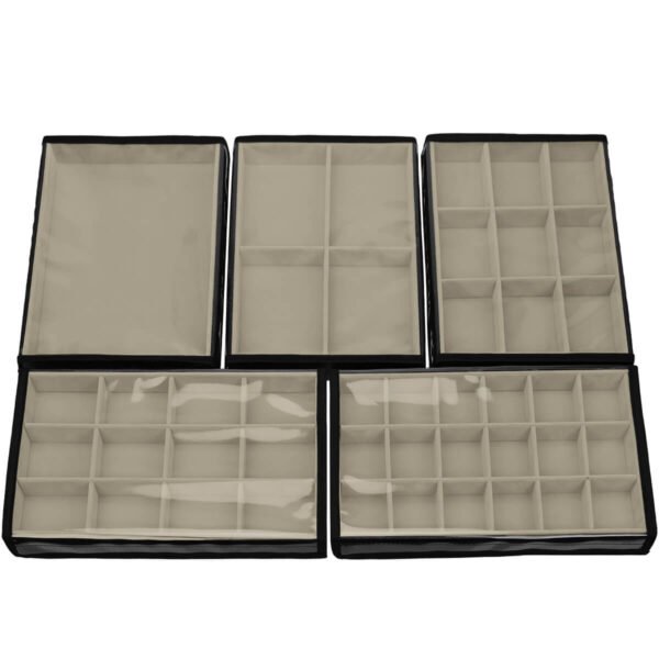 Kit 5 Bandejas Grande Organizadoras Bege Médio para Joias Kratos Embalagens