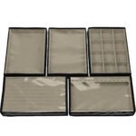 Kit 5 Bandejas Grande Organizadoras Bege Médio para Joias Kratos Embalagens