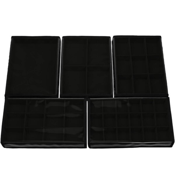 Kit 5 Bandejas Grande Organizadoras Preto para Joias Kratos Embalagens