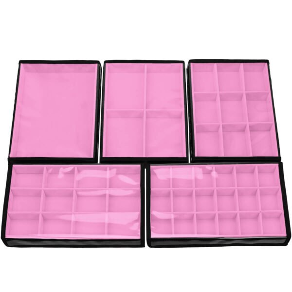 Kit 5 Bandejas Grande Organizadoras Rosa Claro para Joias Kratos Embalagens