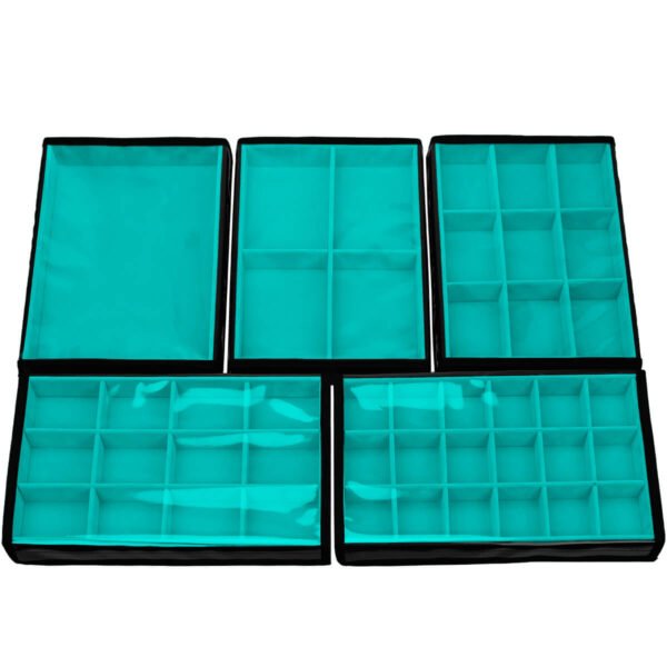 Kit 5 Bandejas Grande Organizadoras Turquesa para Joias Kratos Embalagens