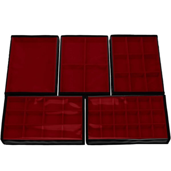 Kit 5 Bandejas Grande Organizadoras Vermelho para Joias Kratos Embalagens