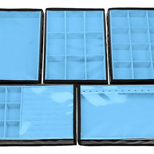 Kit 5 Bandejas Organizadoras Big Azul Claro para Joias Kratos Embalagens