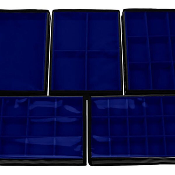 Kit 5 Bandejas Big Azul Royal para Joias Kratos Embalagens