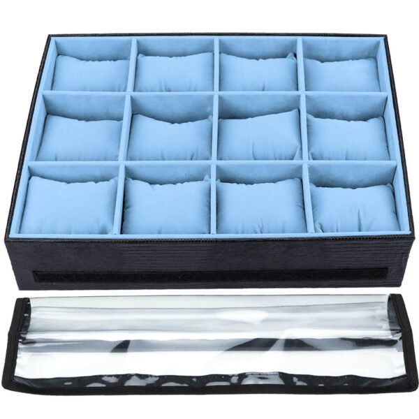 aixa Porta Relógio Bandeja para Relógios Pulseiras Braceletes Azul Claro Kratos Embalagens