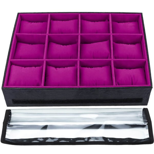 Caixa Porta Relógio Bandeja para Relógios Pulseiras Braceletes Pink Kratos Embalagens