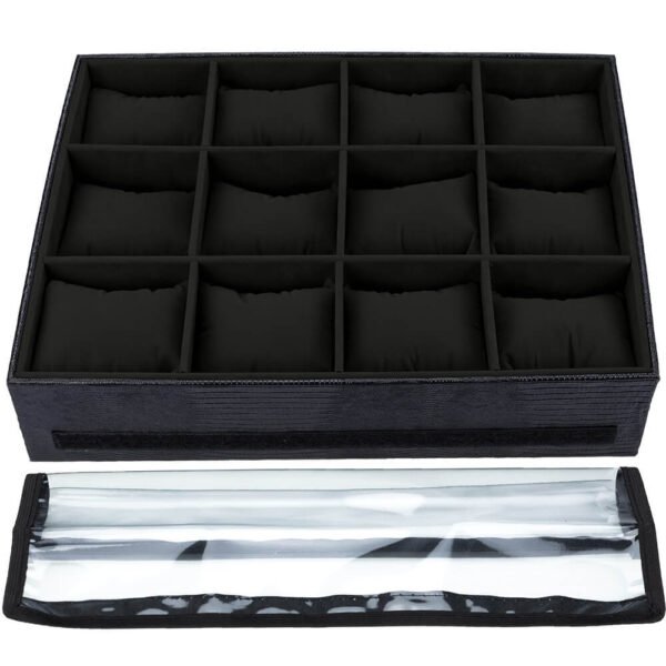 Caixa Porta Relógio Bandeja para Relógios Pulseiras Braceletes Preto Kratos Embalagens