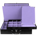 Maleta Grande Dupla Porta Joias Preto Lilas com Aba de Proteção Kratos Embalagens