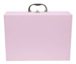 Maleta Grande Tripla Porta Joias Rosa Bebe Cinza Fechada Kratos Embalagens