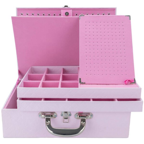 Maleta Tripla para joias Rosa Bebe com Rosa Claro com Aba de Protecao Kratos Embalagens