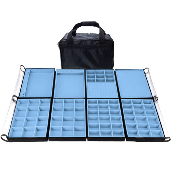 Bolsa Grande Azul Claro Completa 8 Bandejas para Joias kratos Embalagens