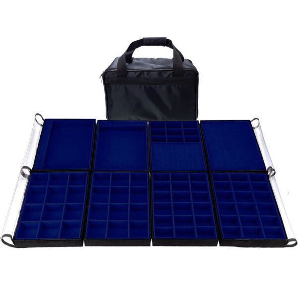 Bolsa Grande Azul Royal Completa 8 Bandejas para Joias kratos Embalagens