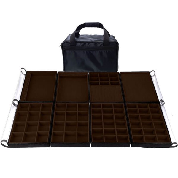 Bolsa Grande Marrom Completa 8 Bandejas para Joias kratos Embalagens