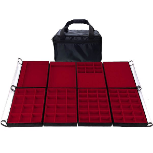 Bolsa Grande Vermelho Completa 8 Bandejas para Joias kratos Embalagens