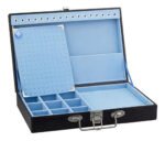 Maleta Media Simples Porta Joias Preto com Azul Claro Kratos Embalagens
