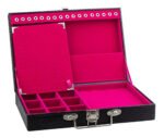 Maleta Media Simples Porta Joias Preto com Pink Kratos Embalagens