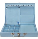 Maleta Media Simples Porta Joias Azul Claro com Azul Claro Kratos Embalagens