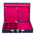 Maleta Media Simples Porta Joias Azul Escuro com Pink Kratos Embalagens