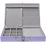 Maleta Media Simples Porta Joias Lilas com Cinza Kratos Embalagens