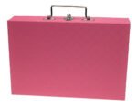 Maleta Media Simples Porta Joias Pink com Cinza Fechada Kratos Embalagens