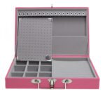 Maleta Media Simples Porta Joias Pink com Cinza Kratos Embalagens