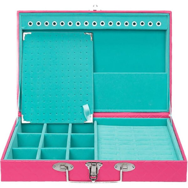 Maleta Media Simples Porta Joias Pink com Turquesa Kratos Embalagens