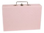 Maleta Media Simples Porta Joias Rosa Bebe com Cinza Fechada Kratos Embalagens