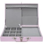 Maleta Media Simples Porta Joias Rosa Bebe com Cinza Kratos Embalagens