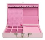 Maleta Media Simples Porta Joias Rosa Bebê com Rosa Claro Kratos Embalagens