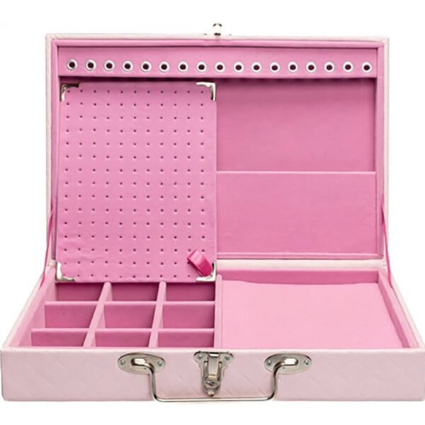 Maleta Media Simples Porta Joias Rosa Bebê com Rosa Claro Kratos Embalagens