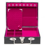 Maleta Mini Porta Joias Preto com Pink Kratos Embalagens