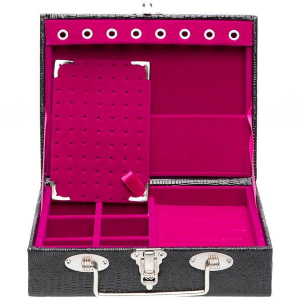 Maleta Mini Porta Joias Preto com Pink Kratos Embalagens