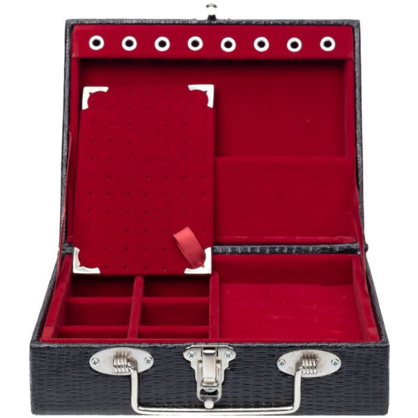Maleta Mini Porta Joias Preto com Vermelho Kratos Embalagens