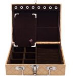 Maleta Mini Porta Joias Dourado com Marrom Kratos Embalagens